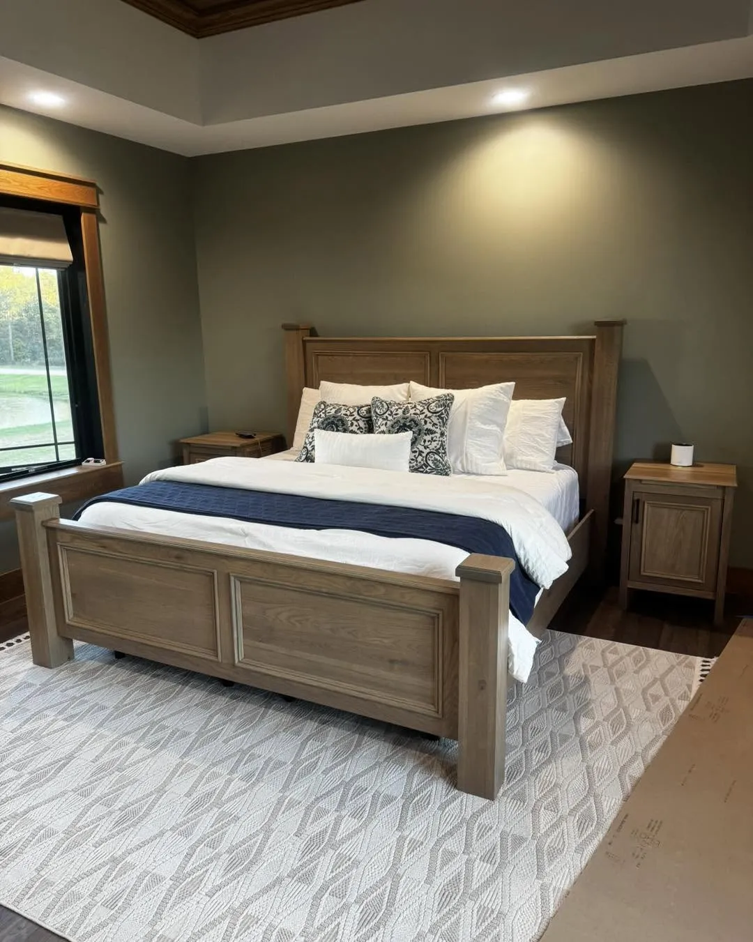Rustic framed panel bed frame hand-built in our shop
